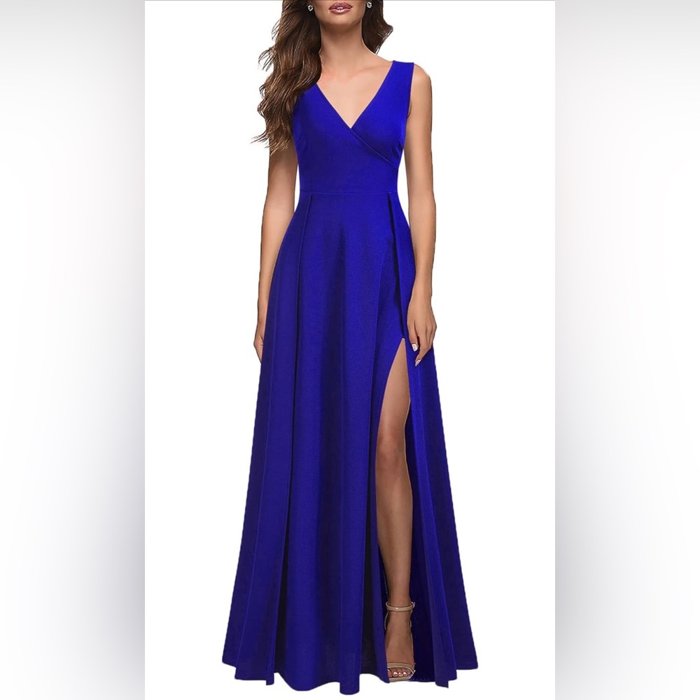 Women's V Neck Sleeveless Split Formal Dress Cocktail Party Prom Long Dresses